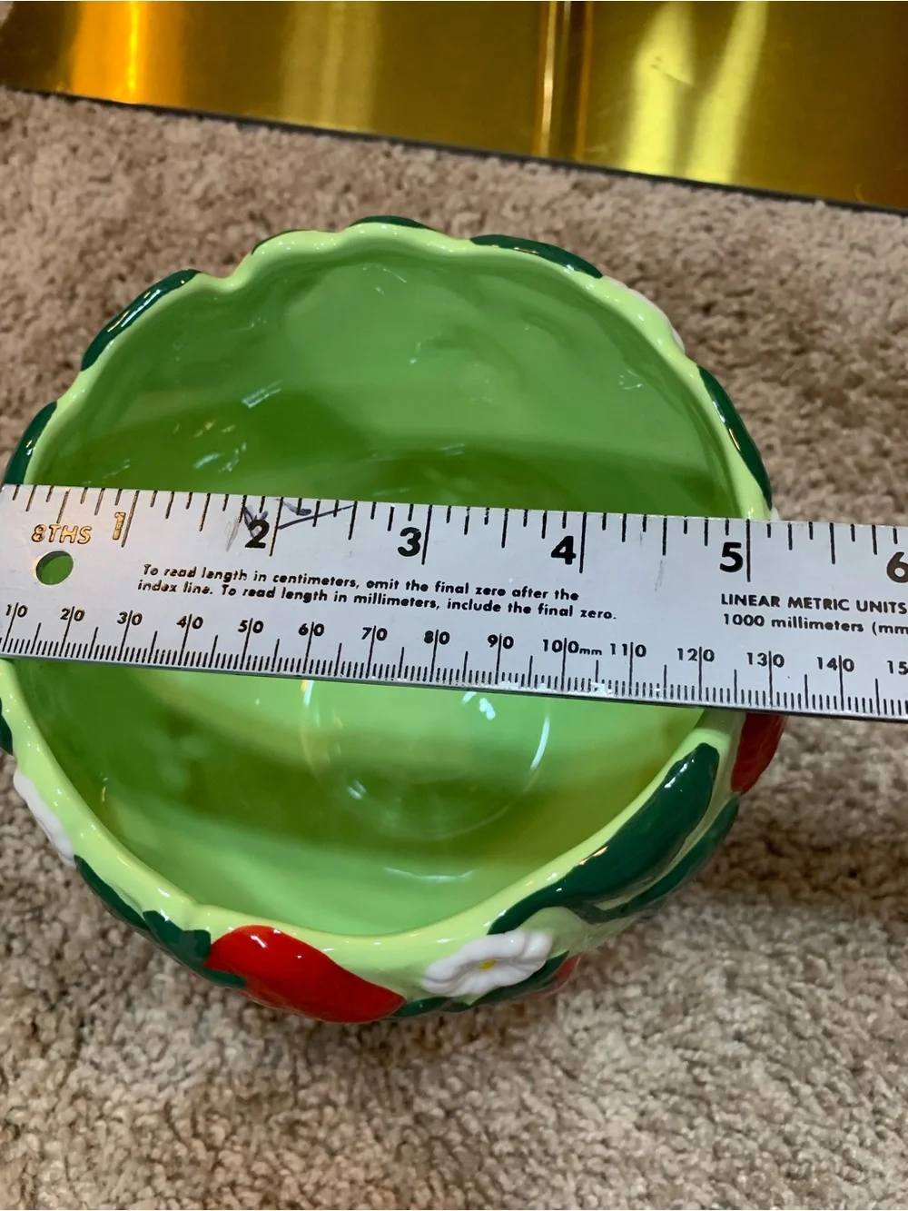 Anthropologie Light Green Strawberry Ceramic Planter/Bowl